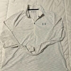 Lightweight under armour quarter zip pullover.  XL.  White/gray